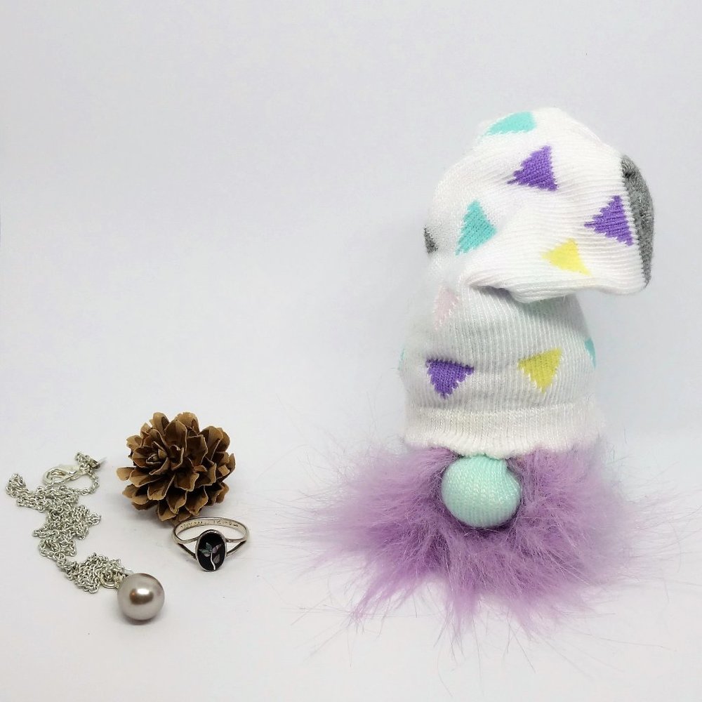 Purple Wizard Mini Gnome Baby Sock Miniature Gnome Tier Tray Decor Magic Decor